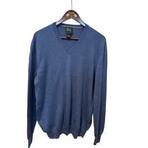 Jos. A. Bank 100% Merino‎ Wool V-Neck Sweater Classic Sz XL Blue Grandpacore